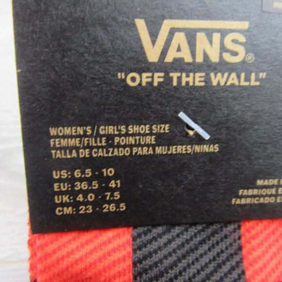Vans Checkered Plaid Half Crew Socks Women's Size 6.5-10 Red Black (1 Pair) NEW - Picture 4 of 11